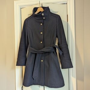 Sophisticated Japan-Style Navy A-line Coat